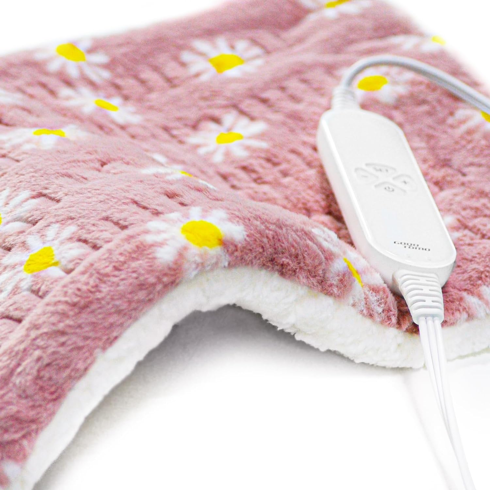 GOQOTOMO 12x24 Flower Heating Pad for Back Pain Relief with 12 Heat Levels and 8 Timer Settings