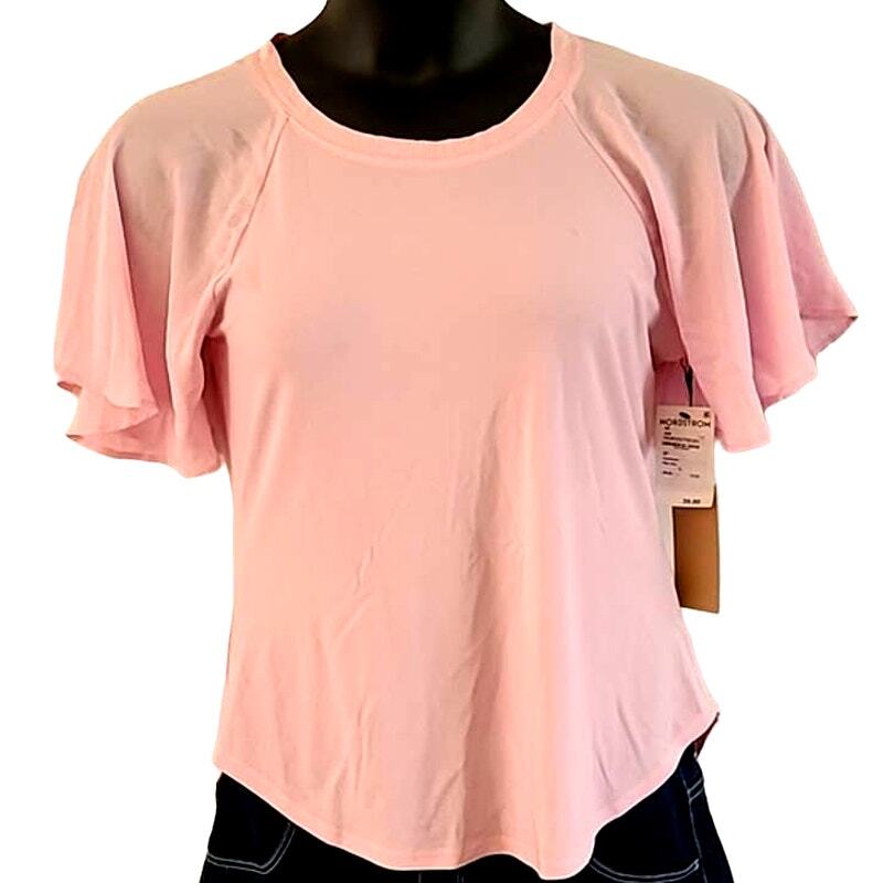 Halogen Women’s Blouse with Mid-Arm Bell Sleeves - Size XS, Pink
