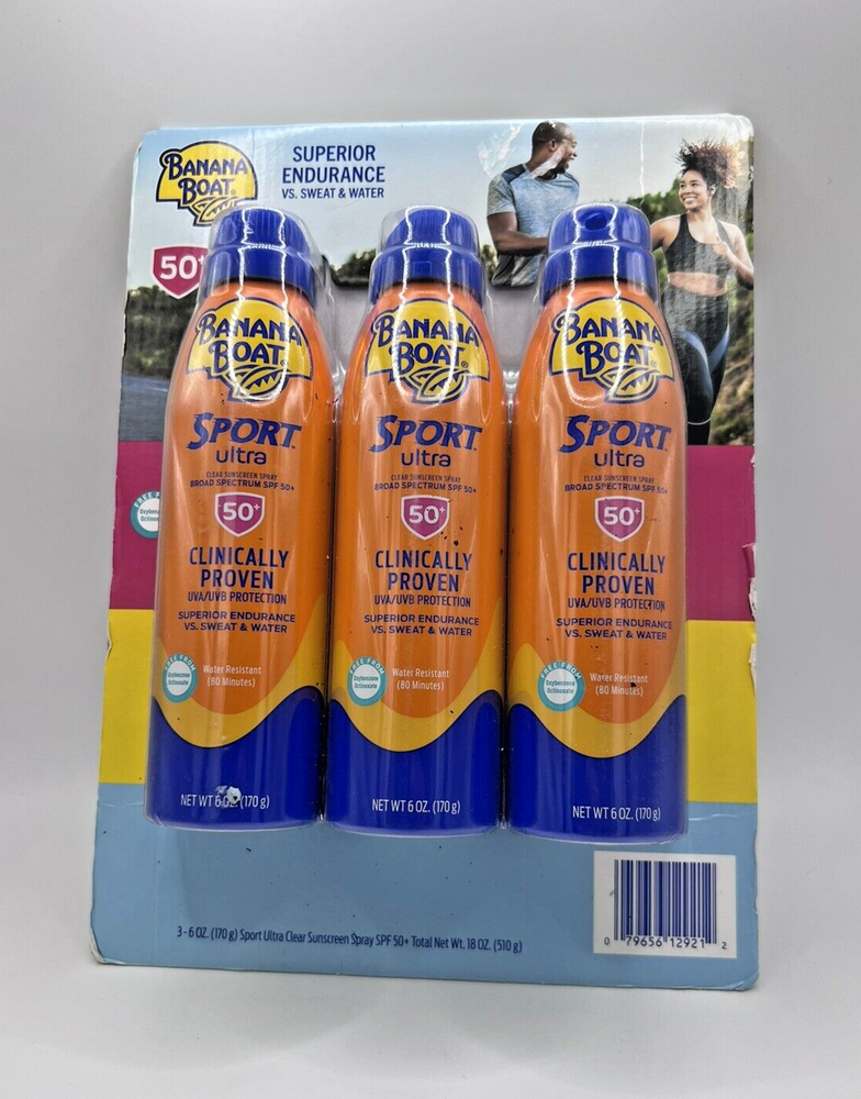 Banana Boat Sport Ultra SPF 50 Sunscreen 6oz Pack of 3 Exp 04/2026 Free Shipping-image