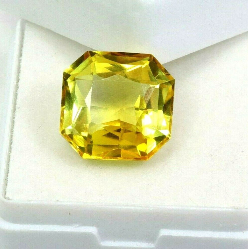 17.90 Ct Natural No Heat Yellow Sapphire Square Loose Gemstone Rare