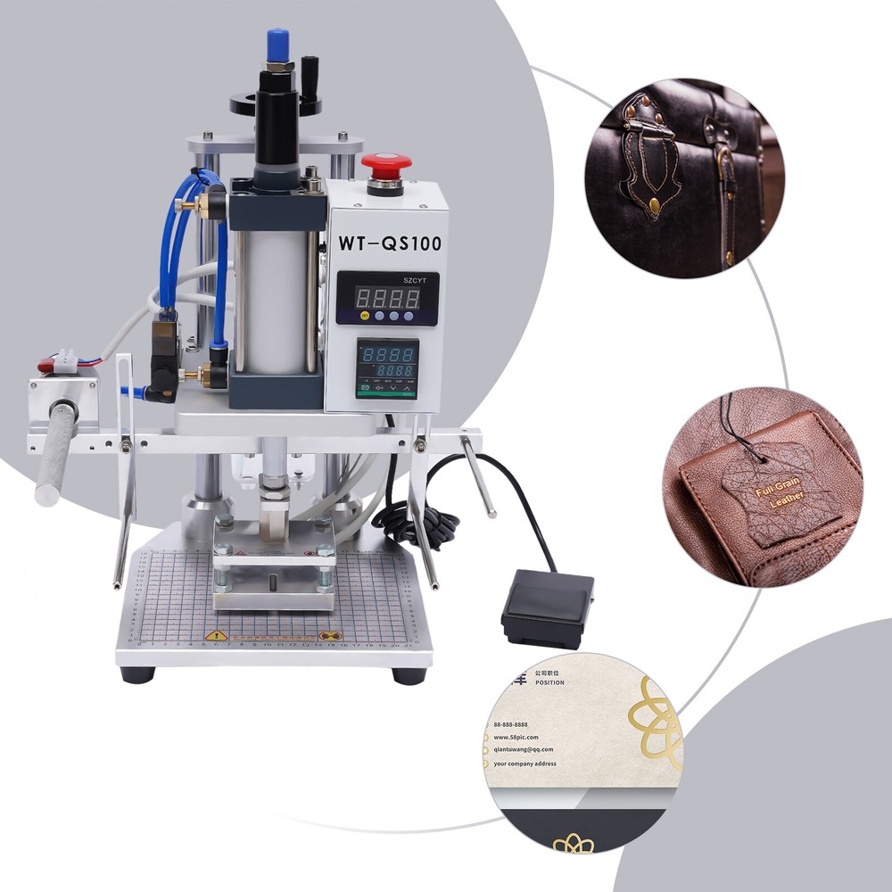 550W Hot Foil Stamping Machine Air Pneumatic For Leather PU Logo Press 8x10cm
