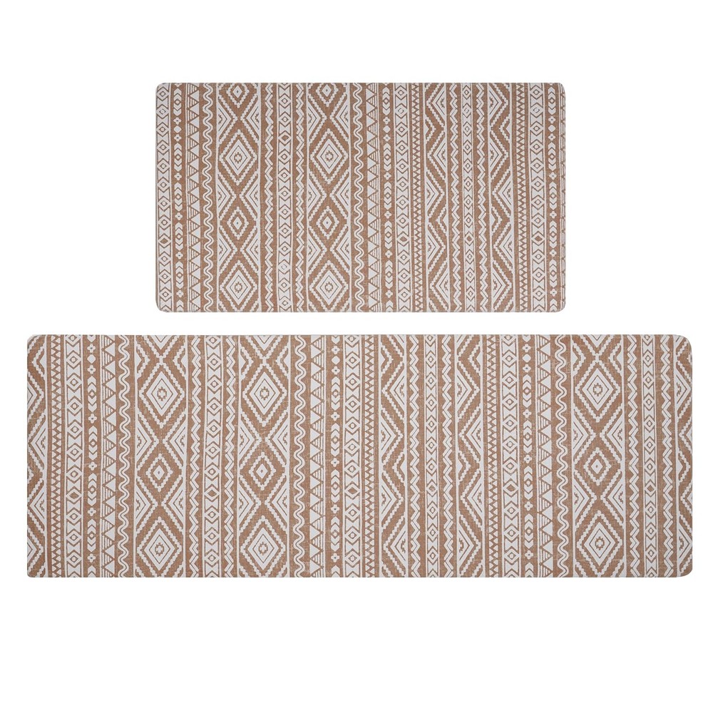 Anti Fatigue Kitchen Floor Mats 2pc Set Waterproof Non Slip Boho Design Comfort Standing
