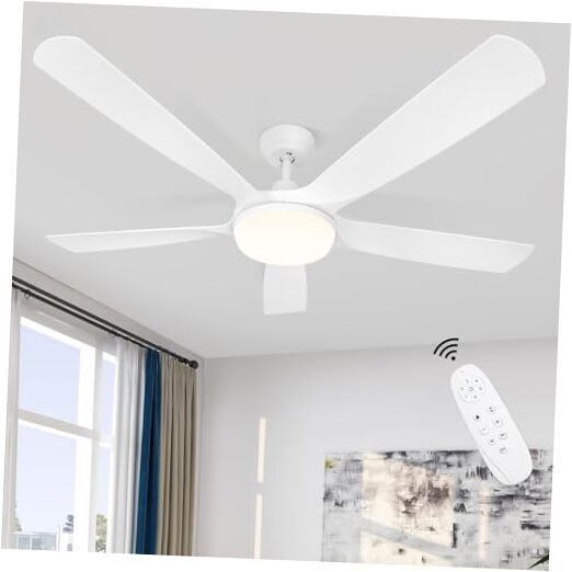 56 Inch Indoor/Outdoor Ceiling Fan with Light and 5 Reversible Blades