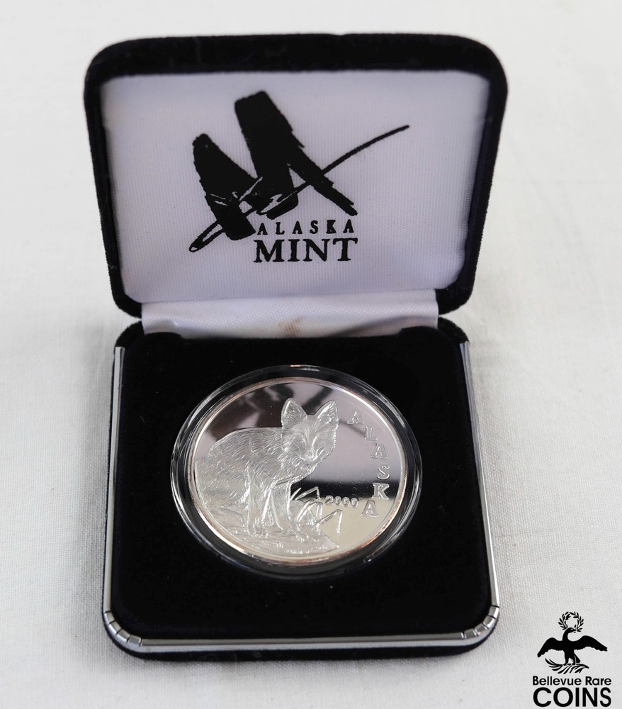 2000 Alaska Mint .999 Fine Silver 1oz Round RED FOX w/Box Only