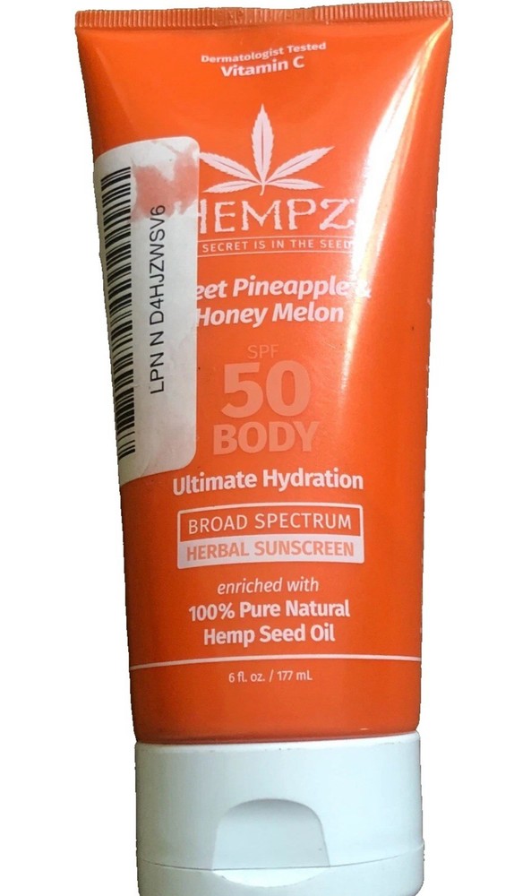 Hempz Vegan SPF 30 Sweet Pineapple & Honeymelon Body Sunscreen 6oz Moisturizing