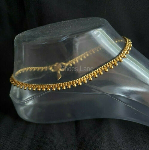 Stunning Golden Diamante Anklet Ankle Chain Indian Payal Bollywood Pair.-image