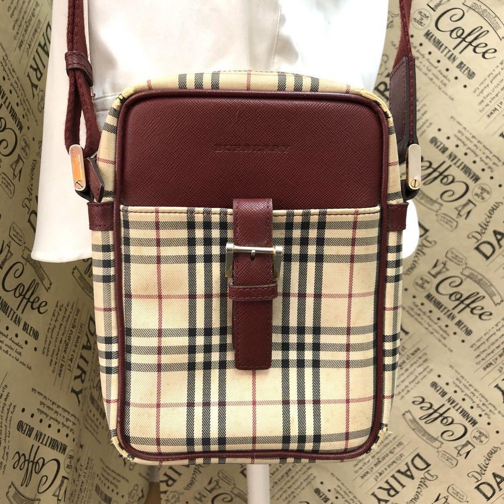 Burberry Shoulder Bag Nova Check Canvas Brown Authentic F08281458