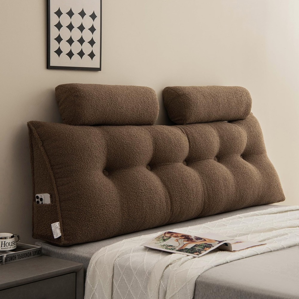 Queen Size Headboard Pillow with 2 Pillows - Backrest & Wedge Support for Bed