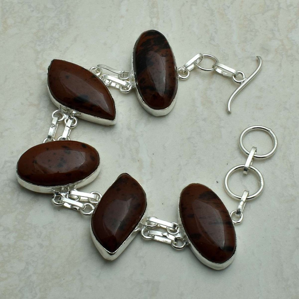 Mahogany Obsidian Gemstone Ethnic Handmade Bracelet Jewelry 27 Gms AB 51436