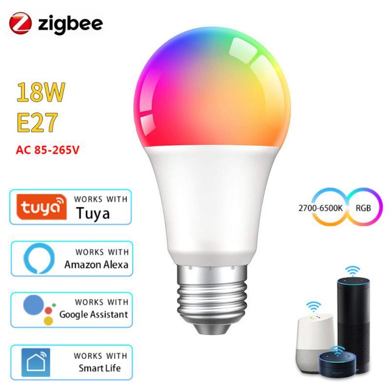 Alexa Smart Tuya Light RGBCW 9W/12W/15W/18W Color Changing LED Light E27 110V 22