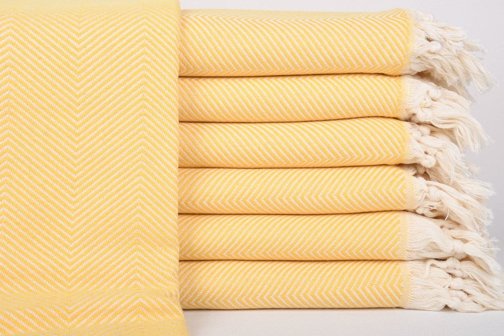 Yellow Chevron Peshtemal Towel 40x71 Inches