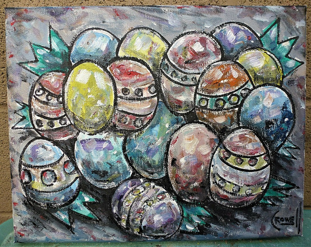 THE FORGOTTEN EASTER EGGS original 8x10 canvas NEW oil painting signed Crowell $