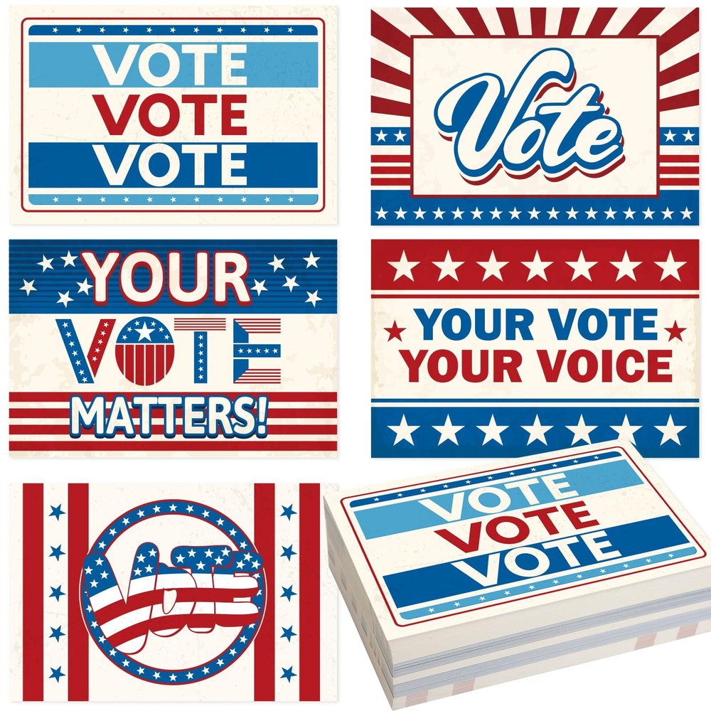 ceiba tree 120 Vote Postcards Vintage White Red Blue Blank Patriotic Theme El...