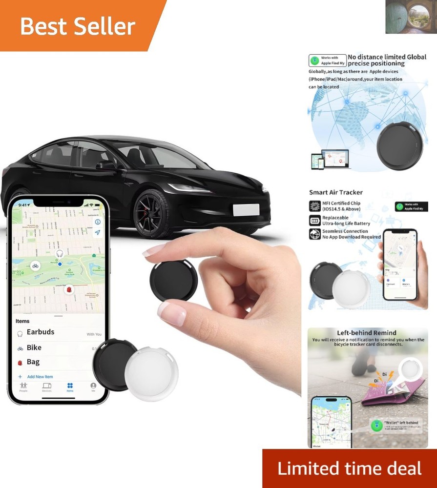 2 Pack GPS Trackers for Vehicles with Alarm, Reminders & Find My App Support