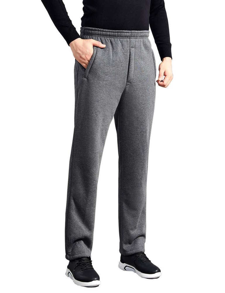 Locachy Mens Casual Cotton Jogger Sweatpant Elastic Waist Dark Grey S Gray