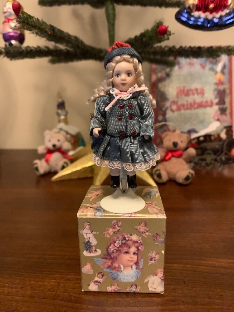 Vintage Victorian Miniature Doll with Stand