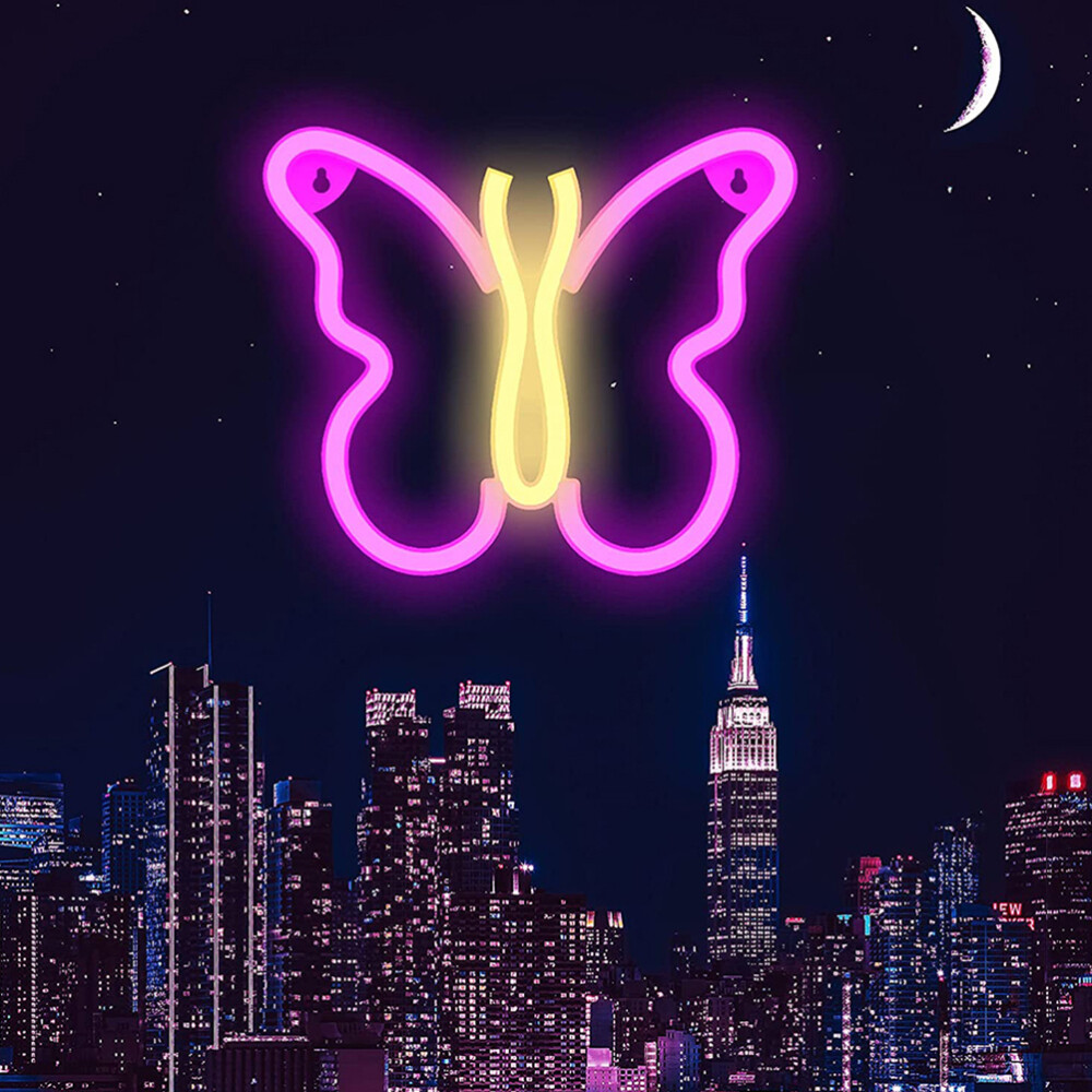 Illuminated Battery Powered Night Light Butterfly Neon Creative