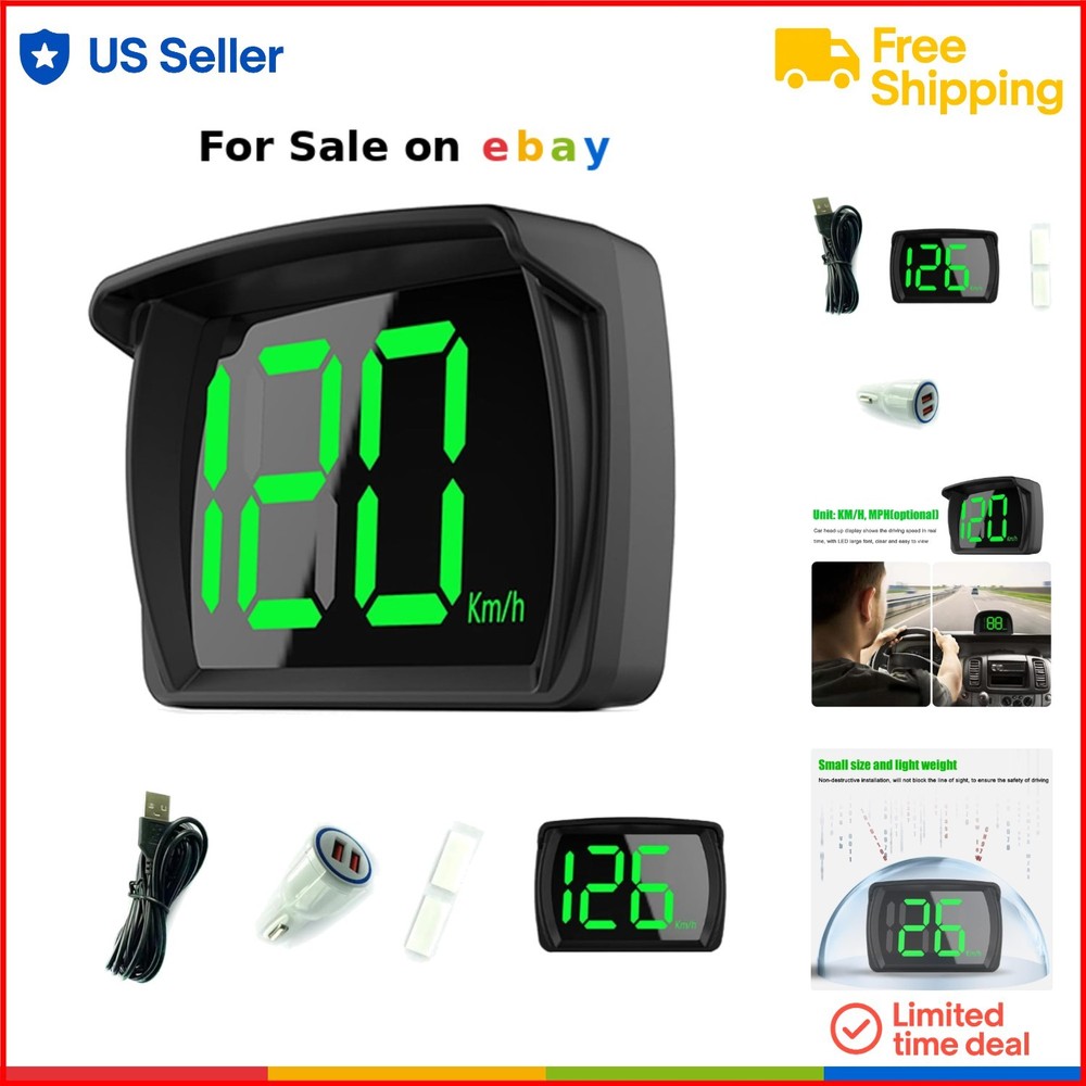 Car HUD Headup Display Speedometer GPS LED Large Font for Car Truck SUV