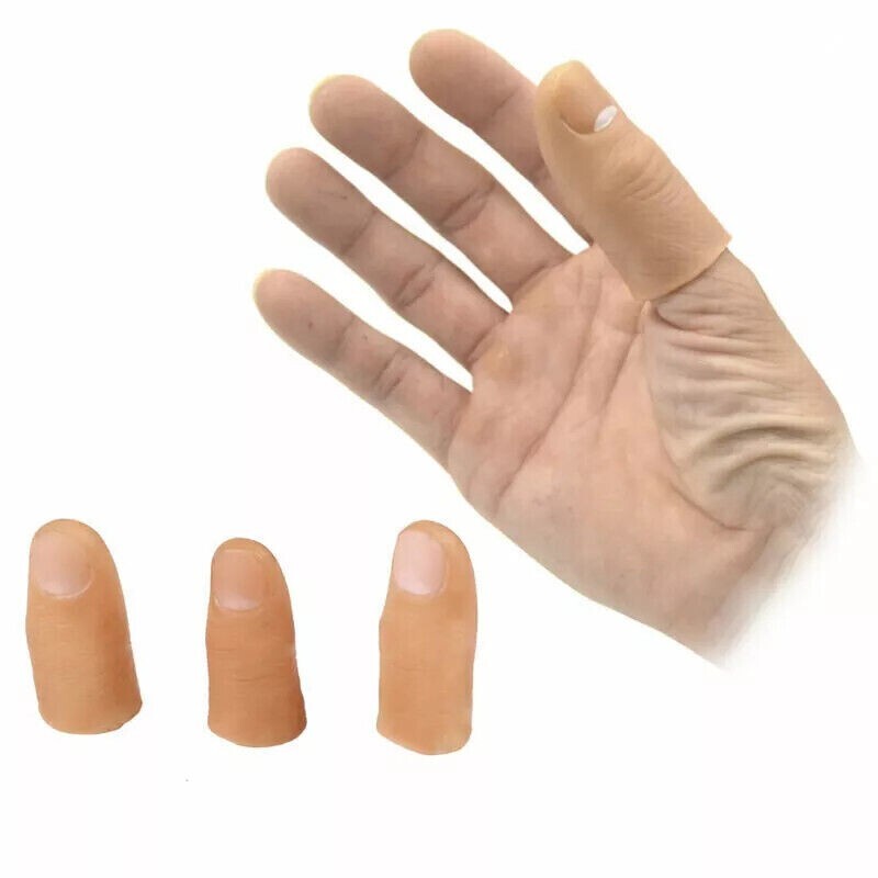 3Pcs Soft Thumb Tip Finger Fake Magic Trick Vinyl Toy Fun Joke Prank Props