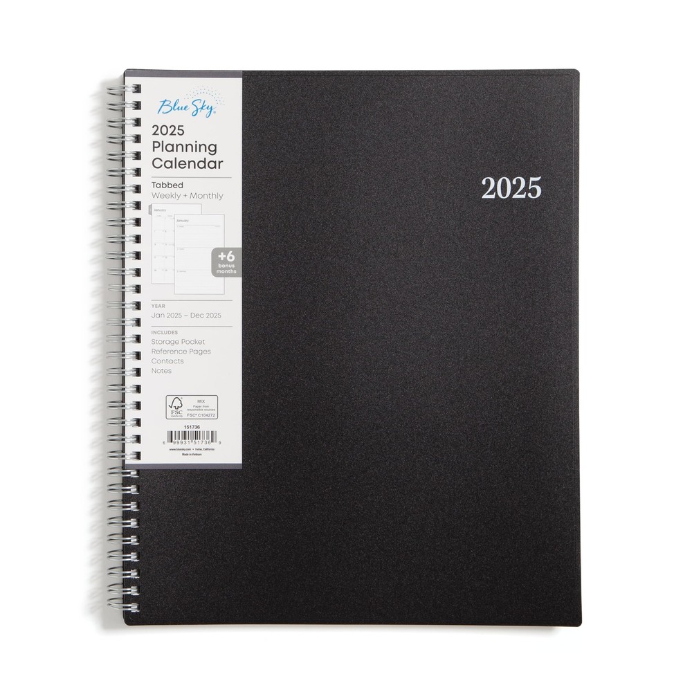 Blue Sky 2025 Weekly and Monthly Planner Calendar, January - December, 8.5