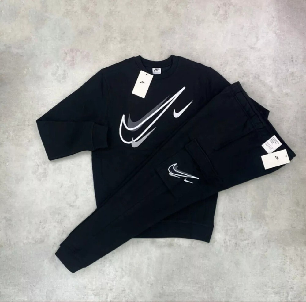 NIKE Mens Tracksuits Cotton Fleece Sweatshirt Cargo Jogger sweatsuit set