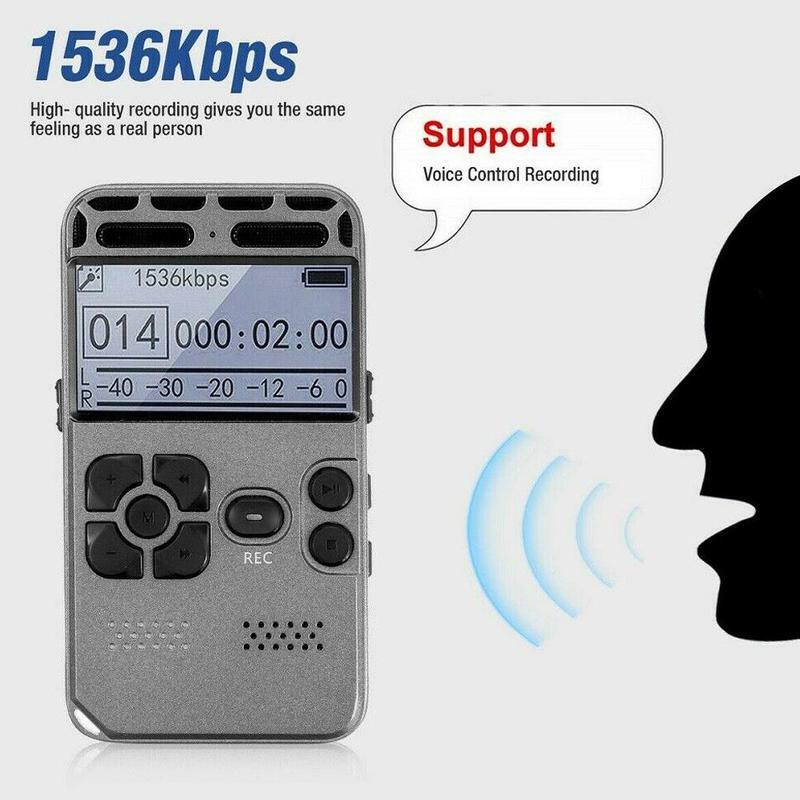 Digital Voice Recorder Dictaphone Audio Sound Recorder Mini MP3 Music Lecture