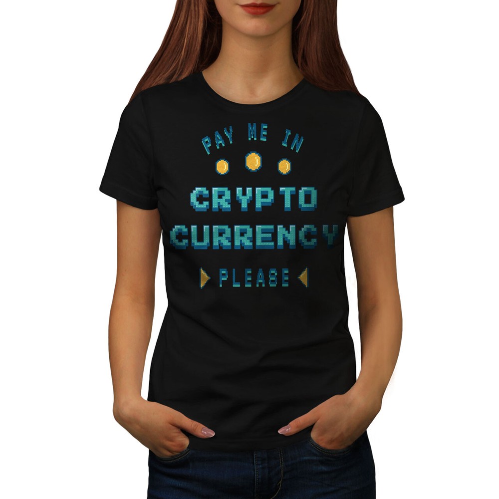 Wellcoda Pay Me In Cryptocurrency Pixel Art Womens T-shirt-image