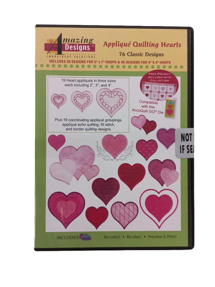 Appliqué Quilting Hearts - Amazing Designs - Machine Embroidery - CD # ADC-191