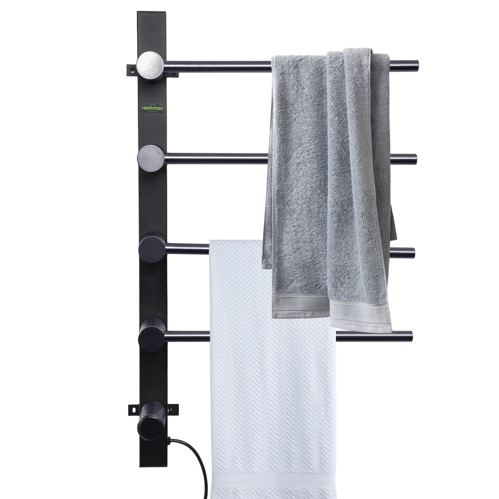 Electric Heated Towel Rack Warmer 4 Stainless Steel Bars Towel Drying Adjust