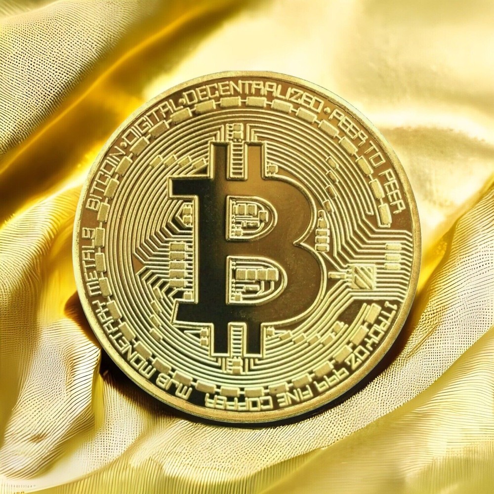 10pc Gold Plated Bitcoin Metal Coin Physical BTC Cryptocurrency B 1.6