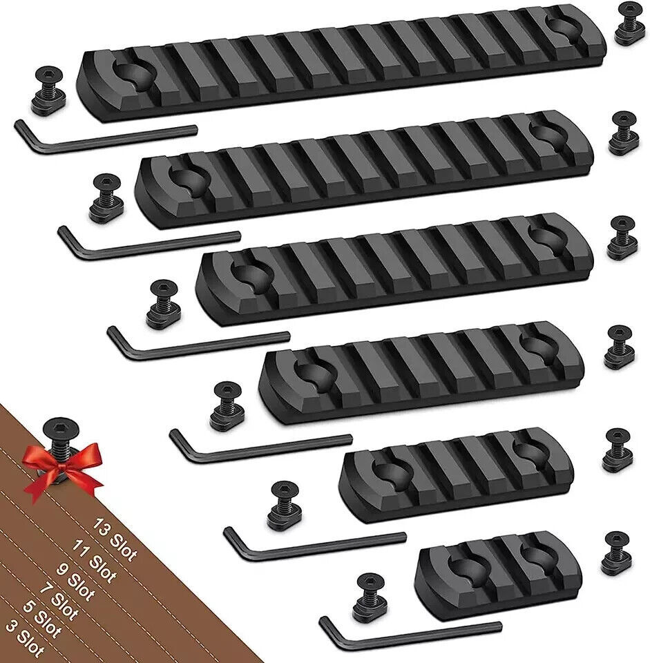 6 Pack Lock Picatinny Rail Aluminum 3/5/7/9/11/13 Slot Set M-Lok Picatinny Rail