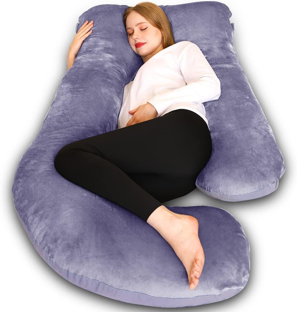 U Shaped 58 Inch Full Body Pregnancy Pillow in Grey for Comfortable Sleep