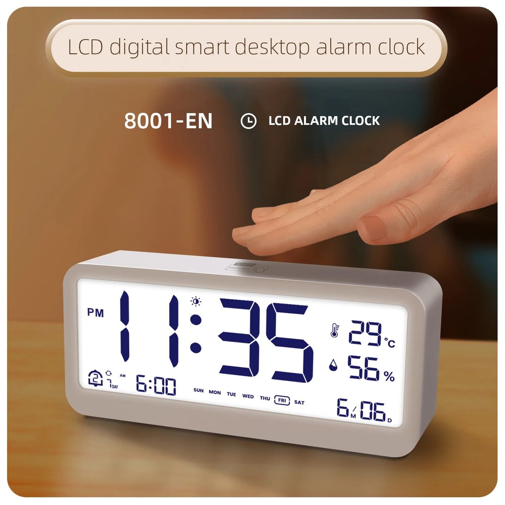 Adjustable LED Digital Clock with Temperature and Humidity Display