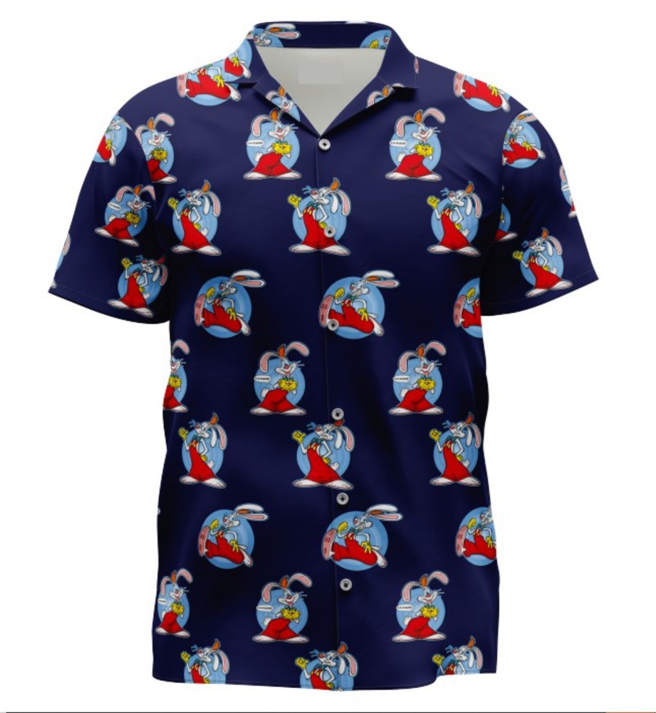Roger Rabbit Hawaiian Silk Shirt Unisex Beach Vacation Wear Check Sizing