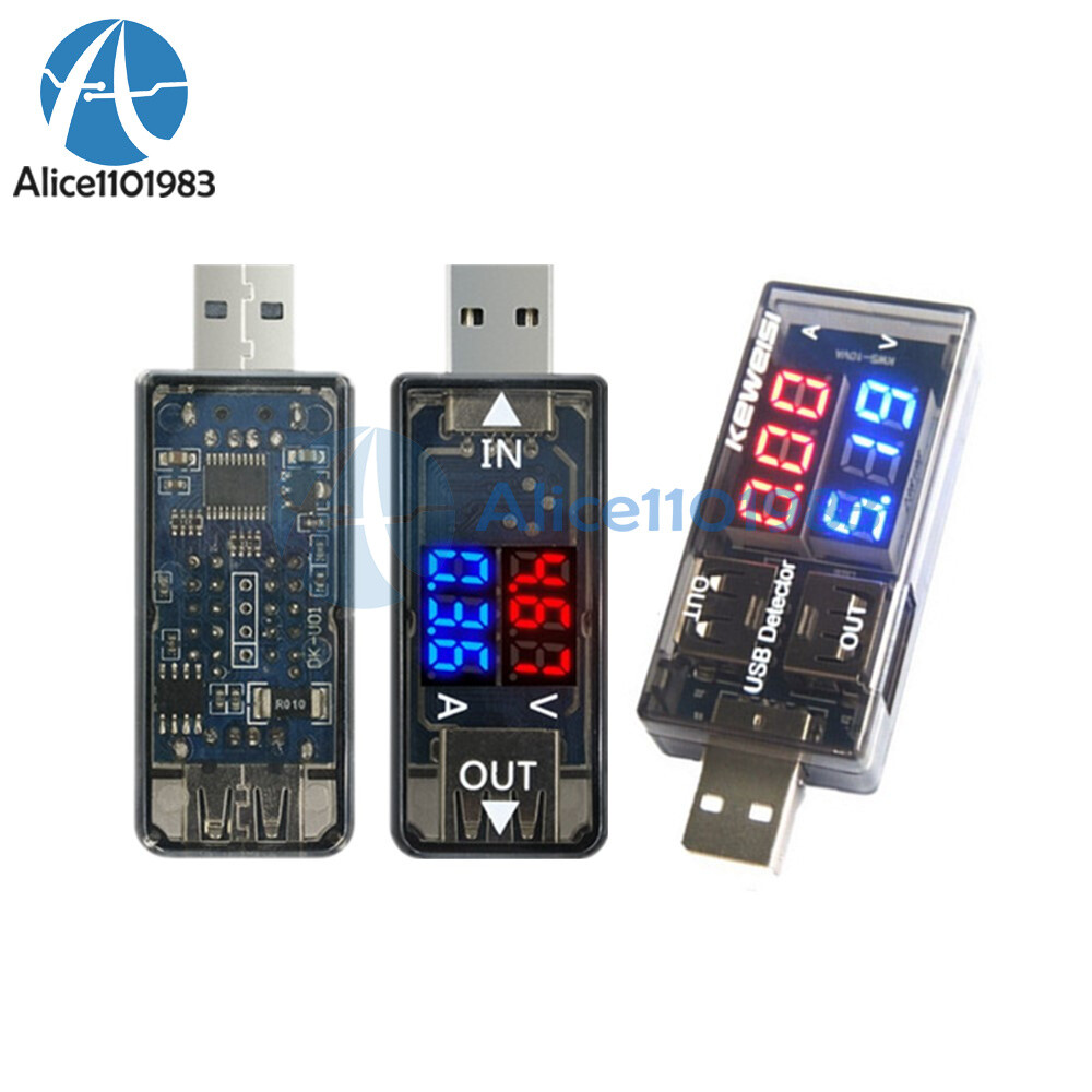 Digital Dual LED USB Power Meter 5V Voltage Current Tester-image