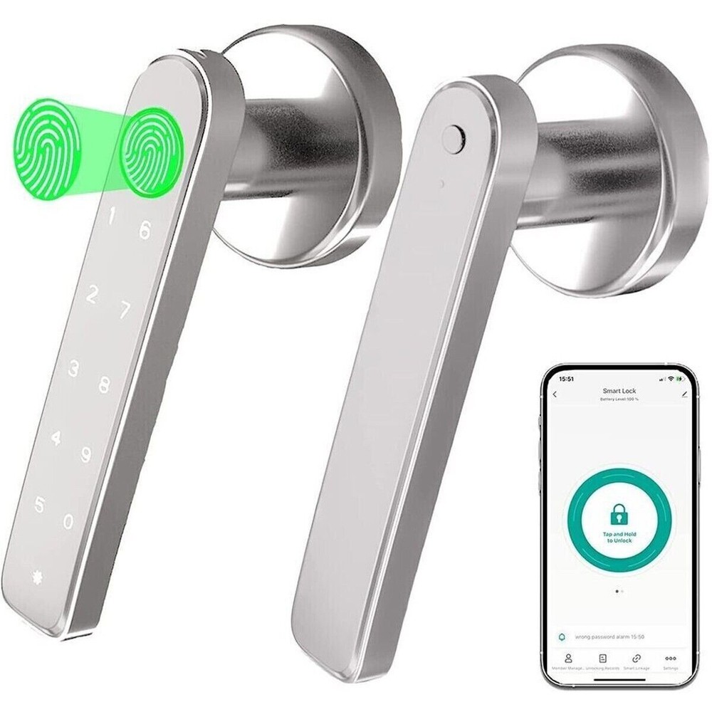 Smart Fingerprint Keyless Door Lock with Handle for Front Door  -image