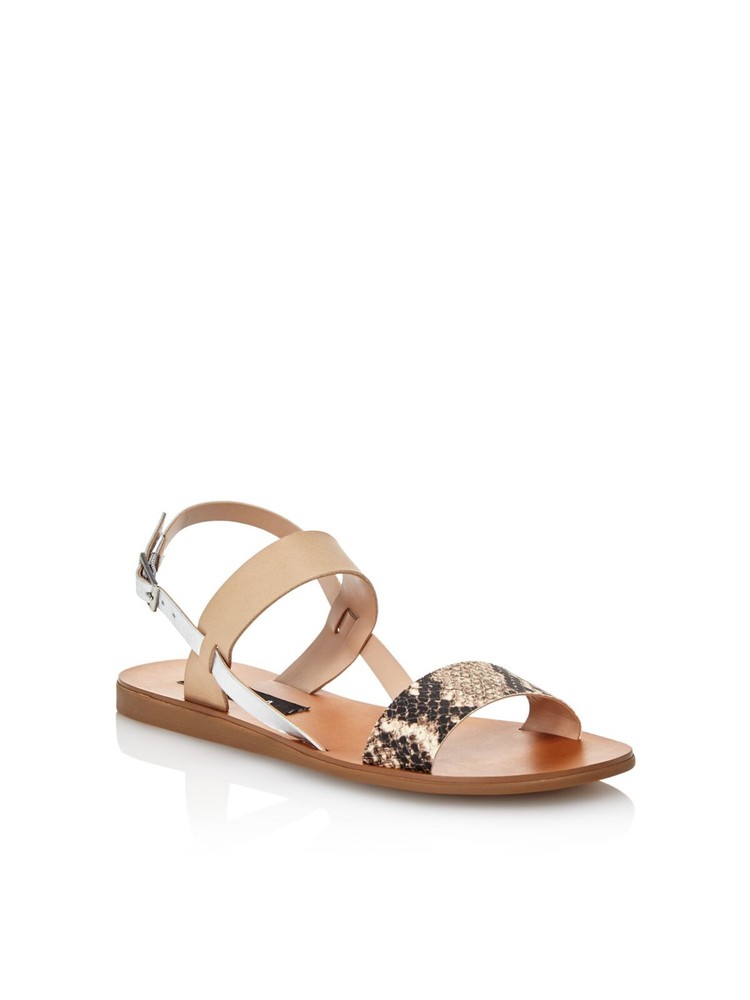 AQUA Women's Brown Snakeskin Buckle Slingback Sandal Size 5.5 M