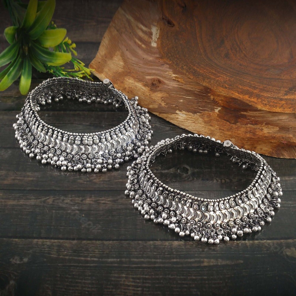 Indian Anklet Payal For Women Oxidized Jewelry Indian Necklace Silver Jewelry-image