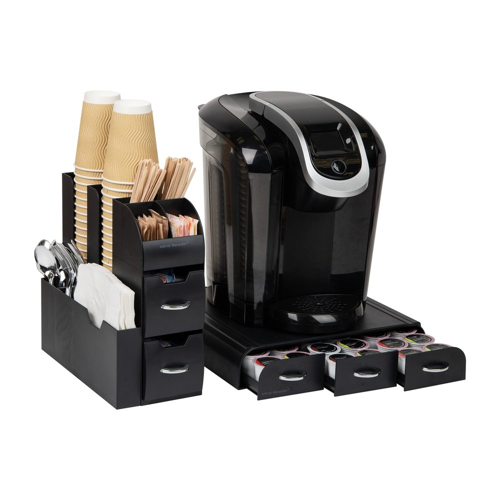 Mind Reader Single Serve Coffee Pod Drawer with Condiment Cup Set 2-Piece 36-Pod Organizer