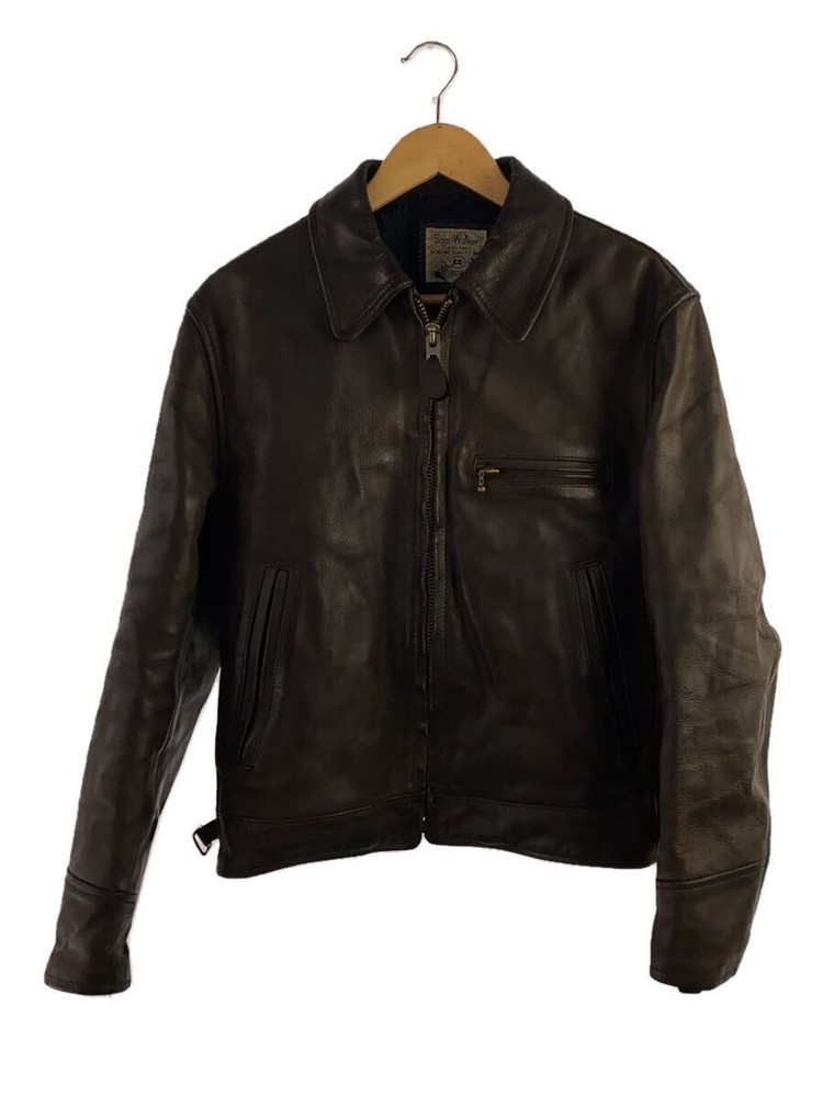 Men's Brown Leather Blouson Jacket Size 34