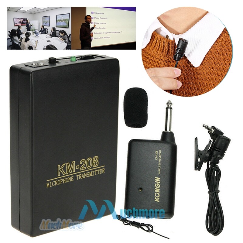 Mini FM Transmitter Wireless Lapel Mic with Clip-on Receiver Set