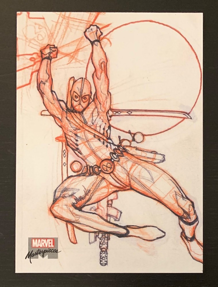 2018 Marvel Masterpieces Holofoil Deadpool Preliminary Art Parallel #3 Card