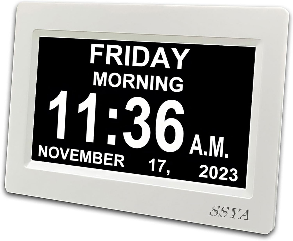 Digital Calendar Alarm Clock - Dementia Clocks for Vision Impaired, Elderly, Mem