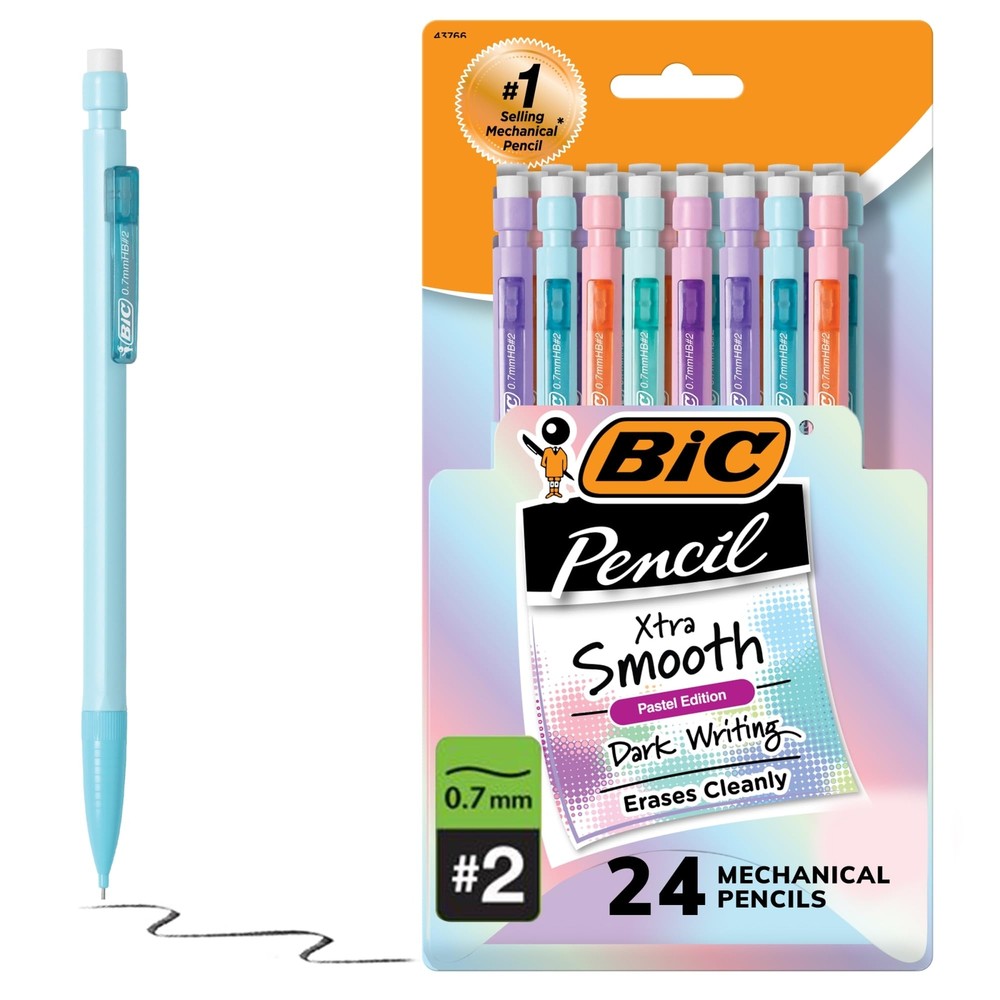 BIC® Xtra-Smooth Mechanical Pencils, Medium Point, 0.7 mm, #2 Lead, Assorted ...