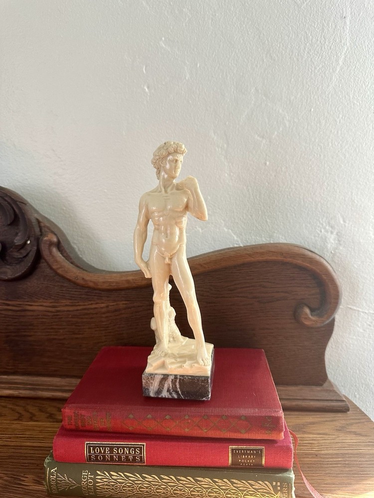 Vintage Michelangelo David Resin Sculpture on Marble Base