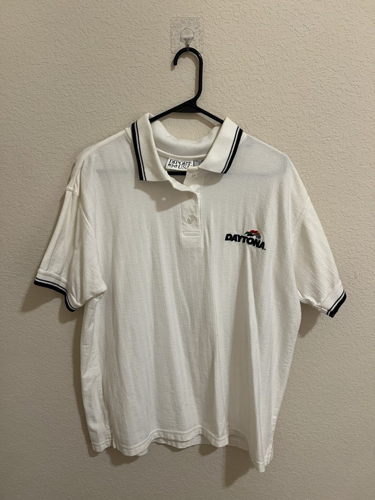 Daytona International Speedway Mens Vintage NASCAR White Polo Shirt Large