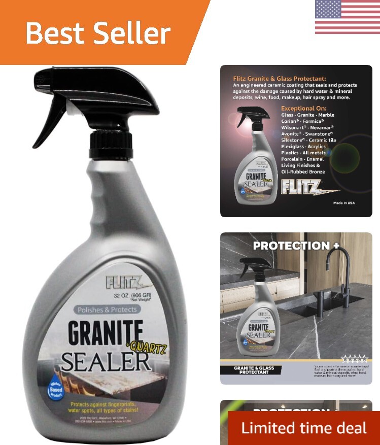 Ceramic Granite + Quartz Sealer for Countertops, Stainless Steel, Glass, Appl...
