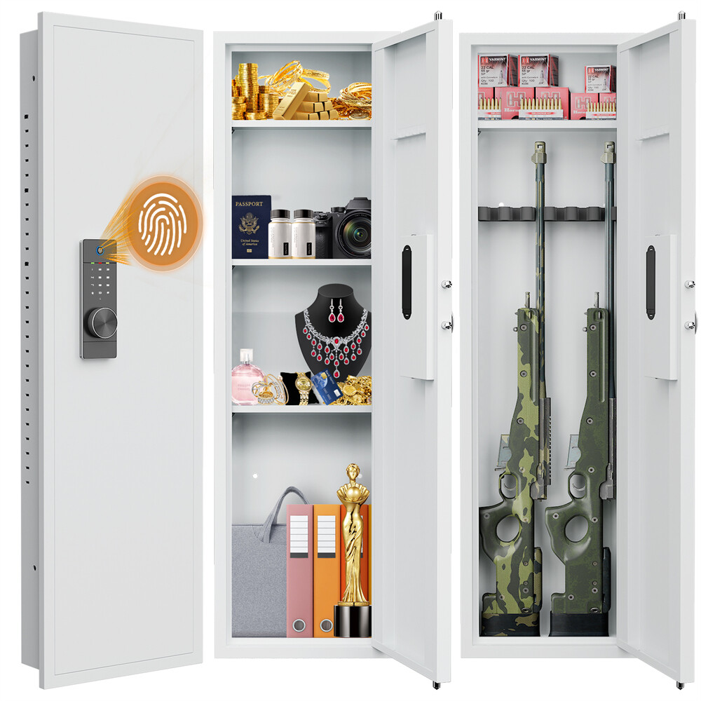Biometric/Digital Wall Gun Safe,Hidden Wall Safes Between the Studs for Home-image