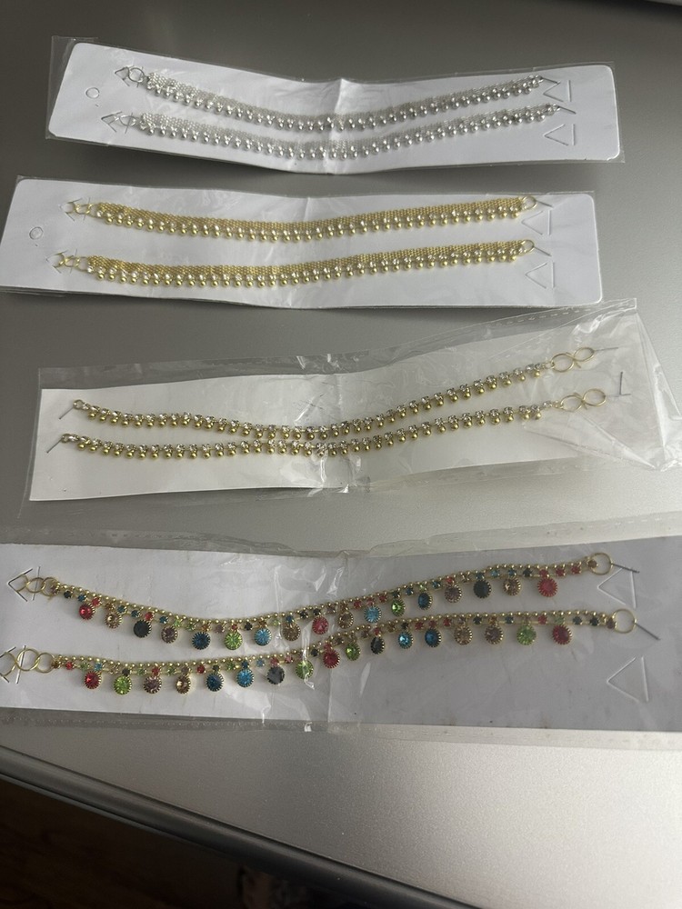 Ankle jewelry Payal pazeeb stander size 9 inches.(1 silver) (2 gold) ) 1 multi)-image