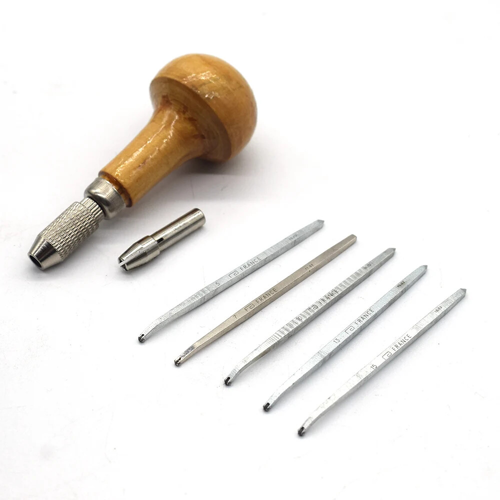 Jewelry Milgrain Tool Set Beading  Milgraining Wheels Wooden Handle Vise Stone